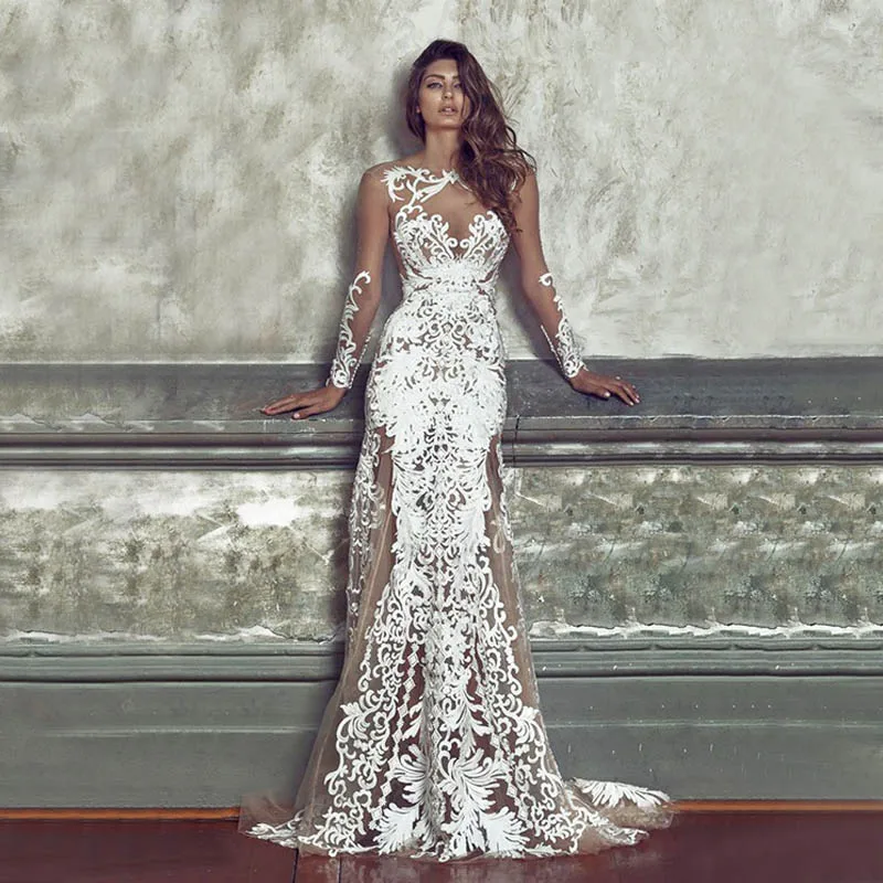 Платье женское длинное прозрачное кружевное Осеннее вечернее | Женская одежда