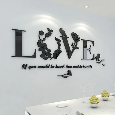 Love Flower Wall Stickers Acrylic 3D House Decoration Living Room Muurstickers Voor Kinderen Kamers Muraux Adesivo De Parede | Дом и сад