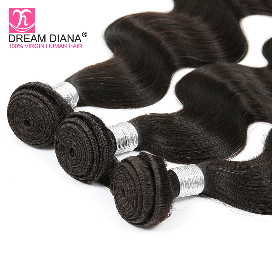 DreamDiana малазийские объемные волнистые 3 пучка натуральные черные волосы Remy пучки