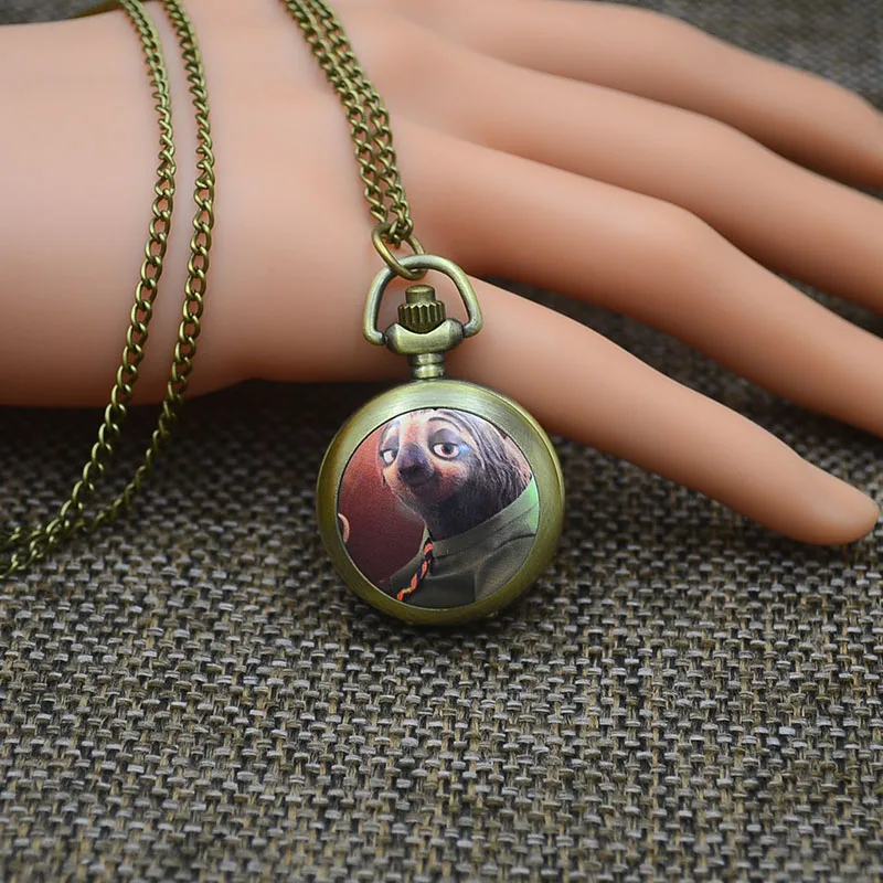 Бронзовые модные карманные часы ожерелье подвеска женские кварцевые красочные