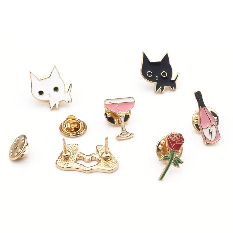 1 шт. металлическая брошь в виде кошки бутылки вина розы|brooch pins|metal broochmetal brooch pins |
