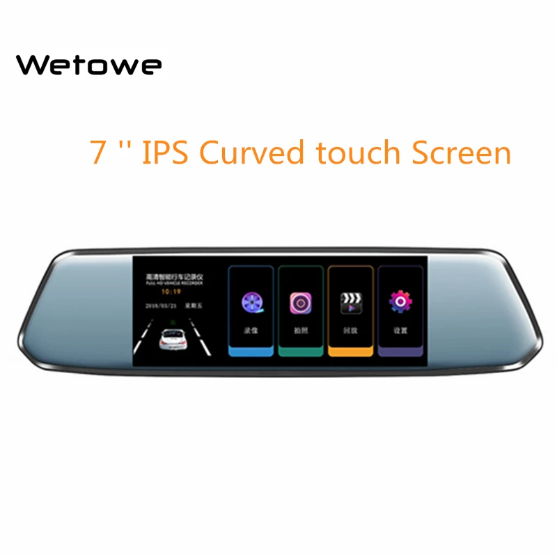 Wetowe A8 7 &quotIPS изогнутый экран Автомобильный видеорегистратор потоковое зеркало