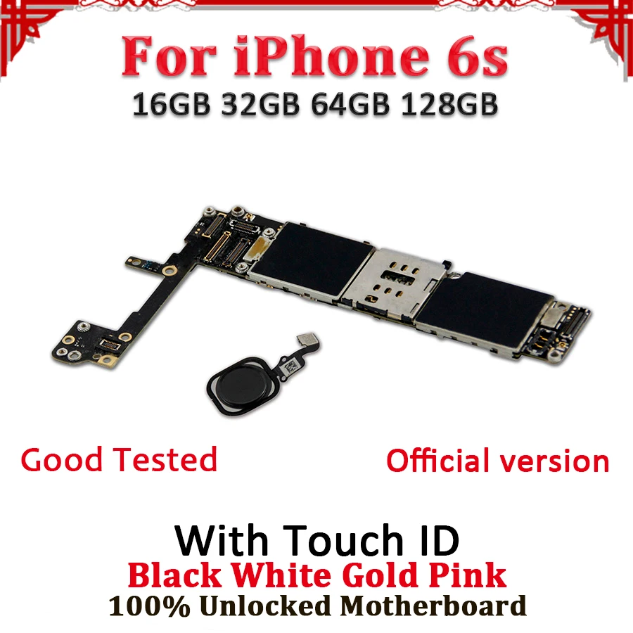 Разблокирована для iPhone 6S материнская плата, тест хорошая работа для iPhone 6S основная логическая плата с сенсорным ID с системой IOS