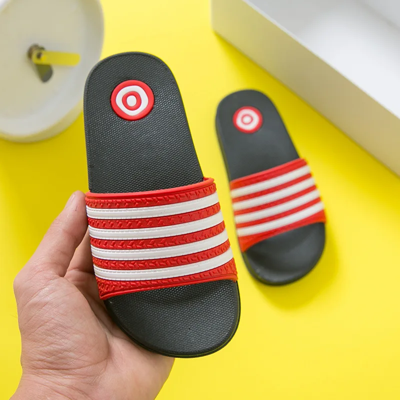 Детские тапочки для мальчиков и девочек модные домашние в полоску Тапочки ванной