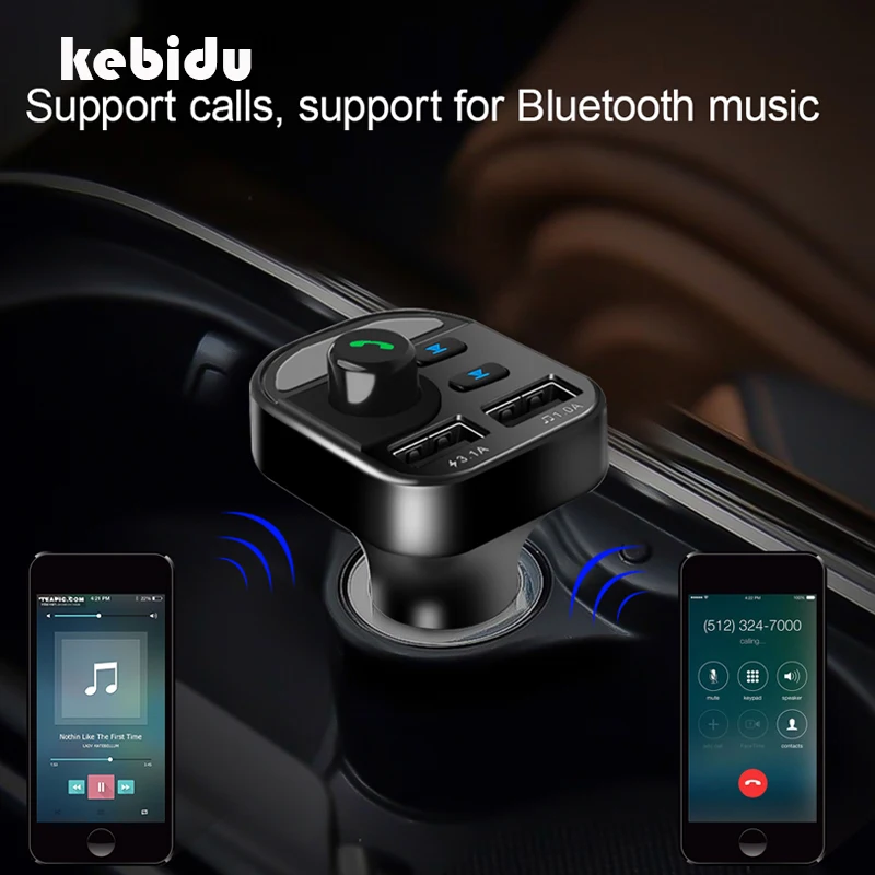 Kebidu двойное USB быстрое зарядное устройство для телефона автомобильный Bluetooth 5 0