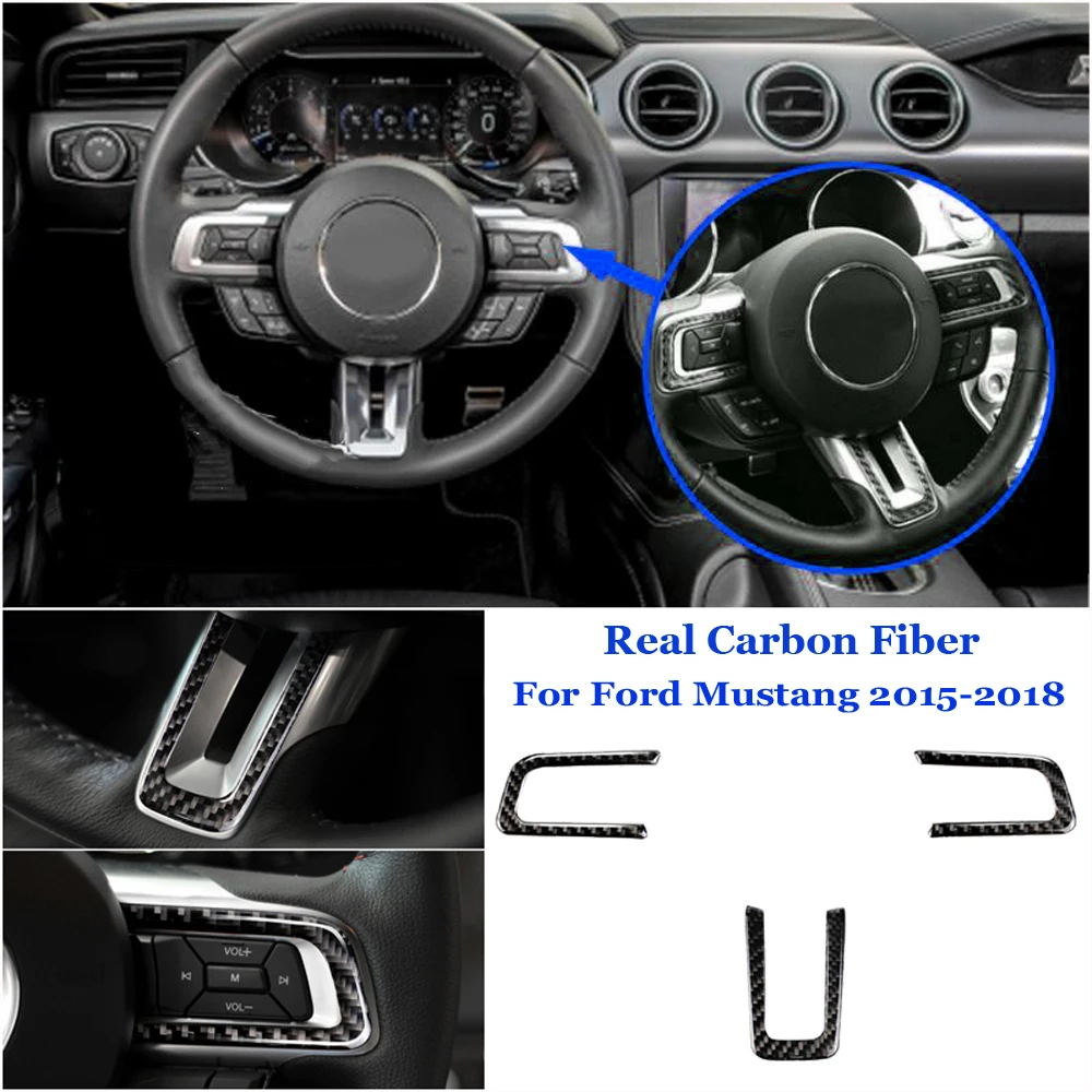 Черный комплект настоящая крышка рулевого колеса из углеродного волокна для Ford