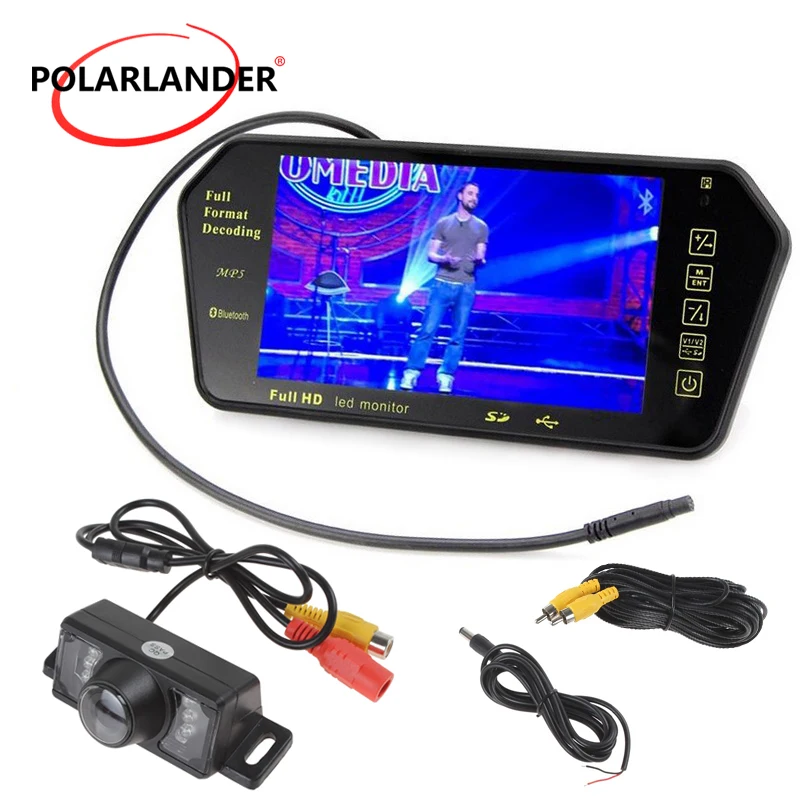 7-дюймовый TFT ЖК-дисплей камера заднего вида MP5 USB/SD/FM 800*480 12-24 В Автомобильное