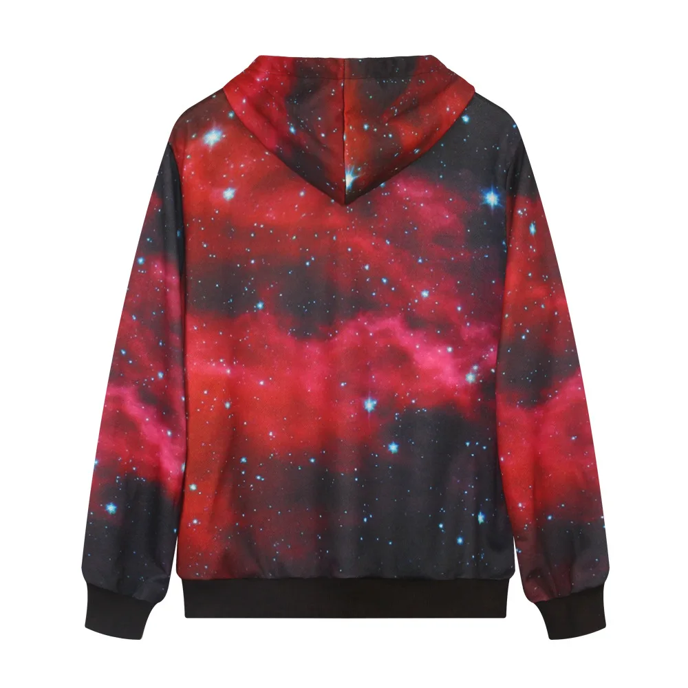 Женские толстовки с капюшоном 3D принтом Red Galaxy Stars мягкая толстовка и длинными