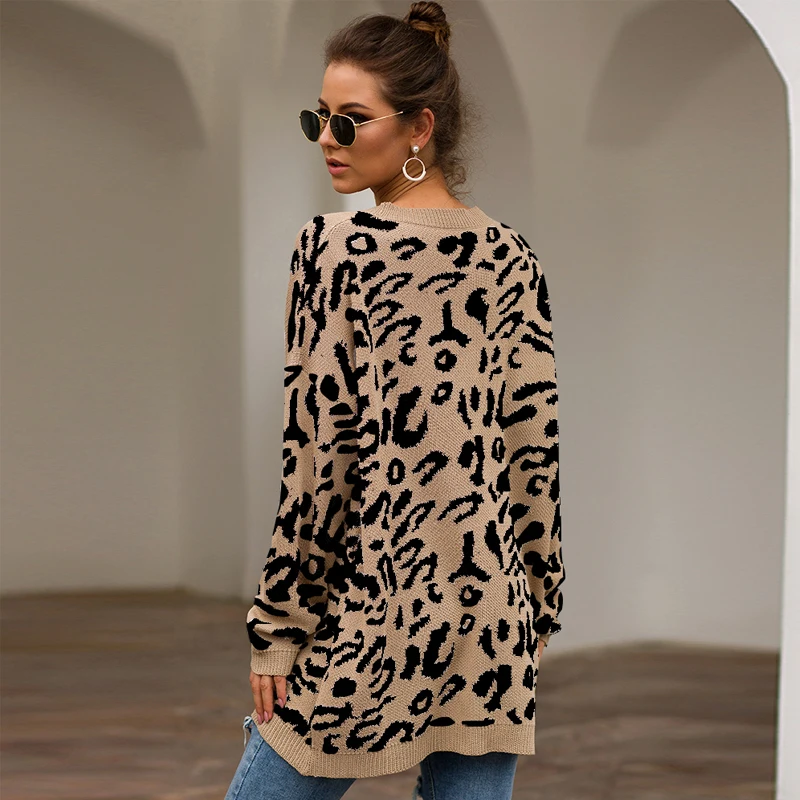 Missufe Female Knitted Chic Loose Warm Sweaters 2019 Mujer 4 Color O Neck Leopard Women Autumn Winter Pullovers Jumpers | Женская одежда