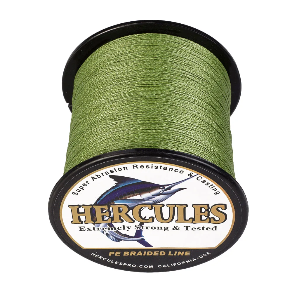 Hercules Army Green PE 100M 300M 500M 1000M 1500M 2000M 4-жильная плетеная леска для ловли карпа