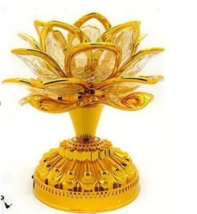 

Gold Battery Buddha Music Speaker Light Flower Fancy Colorful Changing LED Lotus Flower Romantic Wedding Decoration Party Lamp