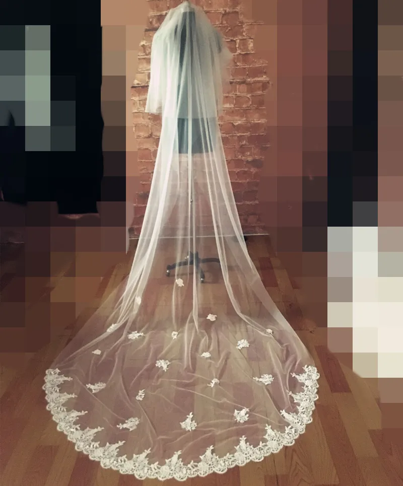 3 Meter Ivory/White Bridal Veils Lace Edge Tulle Wedding Veil 2020 Long Veu de Noiva Accessories in Stock | Свадьбы и торжества