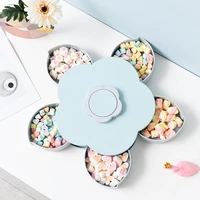 050 multi function fashion flowers rotate open and close snack candy boxes snack plates 27278 5cm