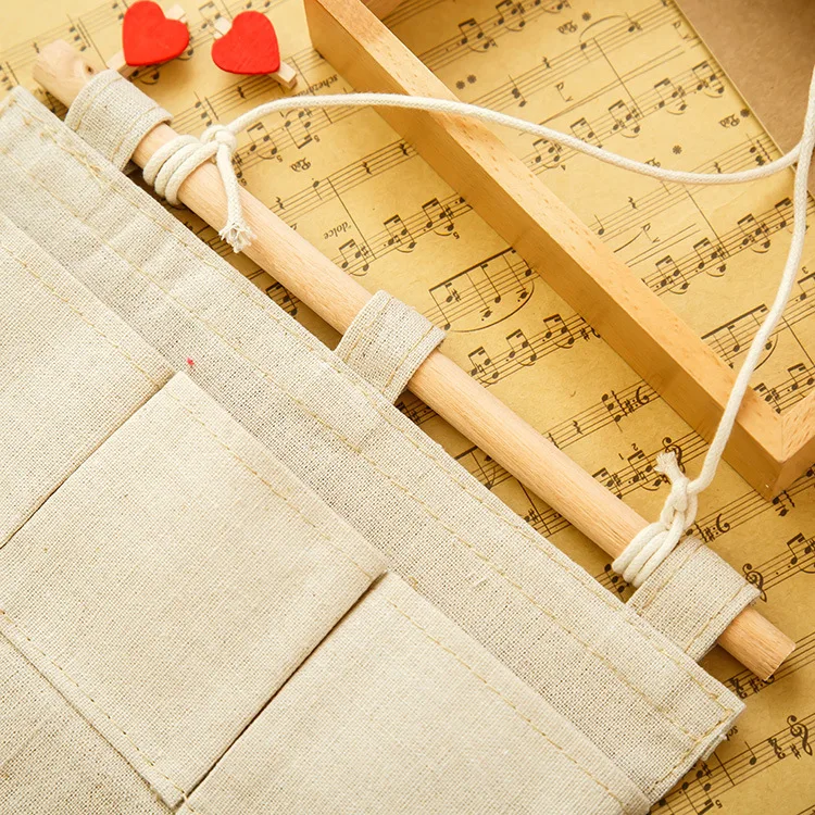 Практичные джутовые пакеты для хранения С 5 Карманами и натуральными буквами