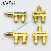 2 50pcs gold plated copper rca audio y f splitter plug adapter 1 male to 2 female connector rca 3 way connector