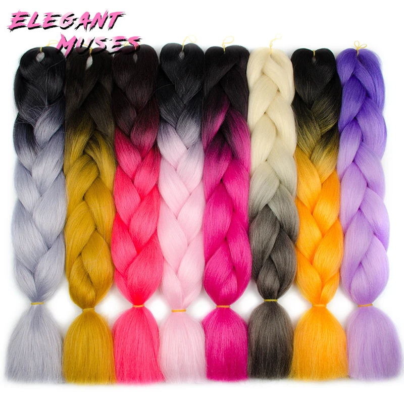 Elegant MUSES 24 дюймов 100 г/упак. Ombre крупное плетение синтетические накладные волосы