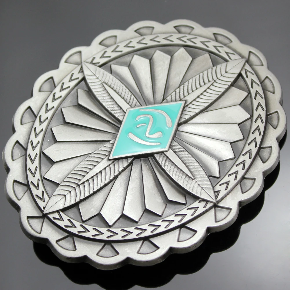 Винтажный посеребренный кулон крест купольный ковбойский ремень пряжка подарок