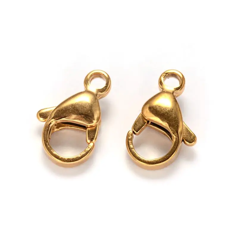 

304 Stainless Steel Golden Lobster Claw Clasps for Jewelry Making DIY,13x8x4mm, Hole: 2mm,100pcs/lot