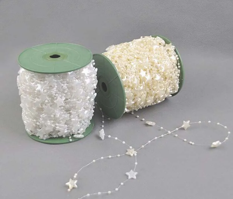 

1 Spool 60 Meters Pure White/Ivory Stars ABS Pearls Beads Garland For Wedding Party Venue Bouquet Bride Hair Style Decoration