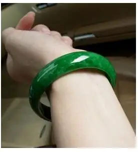 Natural Burmese female emerald green jade bracelet 55-64mm (Certificate delivery) | Украшения и аксессуары