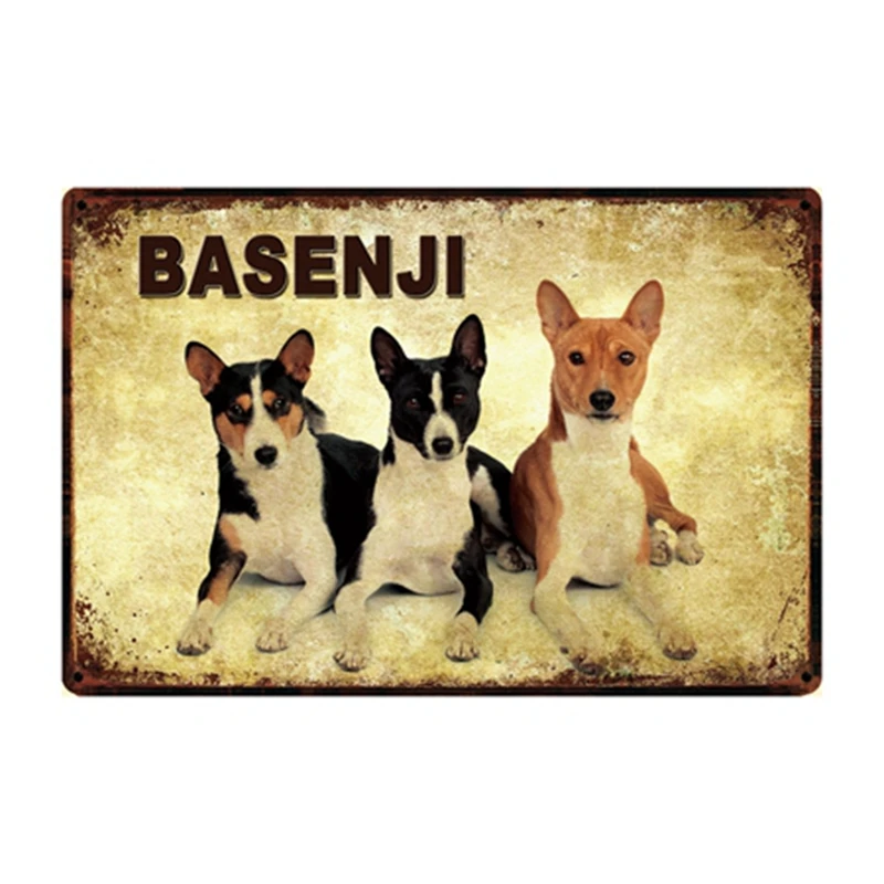 Предупреждение металлическая вывеска Оловянная собака Акита терьер Afghan Hound Basenji