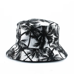 Панама мужская шляпа-Панама женская летняя двусторонняя с принтом кокосового дерева