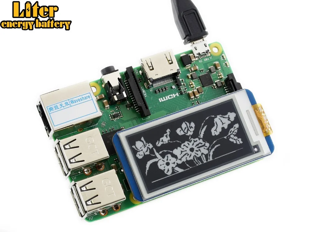 Waveshare 2 13 'ɾ-Paper HAT 250x122 дюймовый дисплей E-Ink для RaspberryPi 2B/3B/Zero W цвет: черный белый