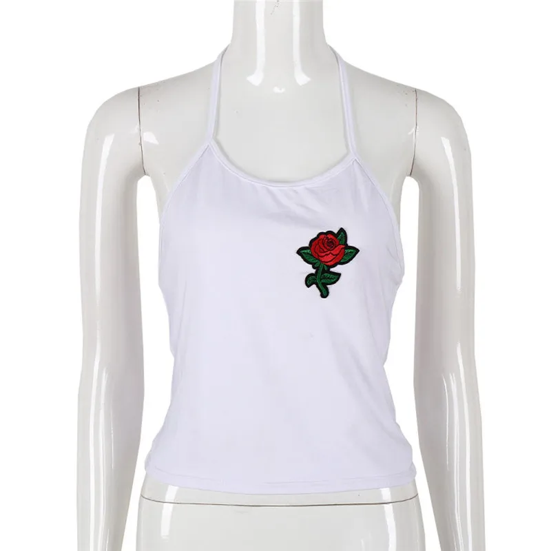 2018 модный сексуальный белый топ на бретелях женский розовый цветочный жилет с