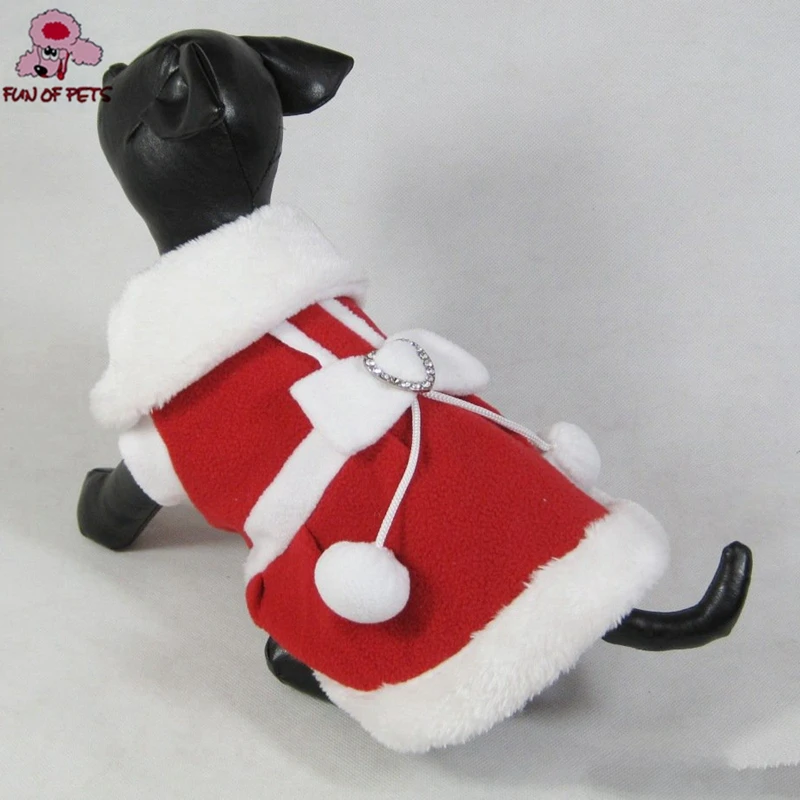 Новинка 2017 Рождественская одежда для собаки из красного флиса милый костюм Санта