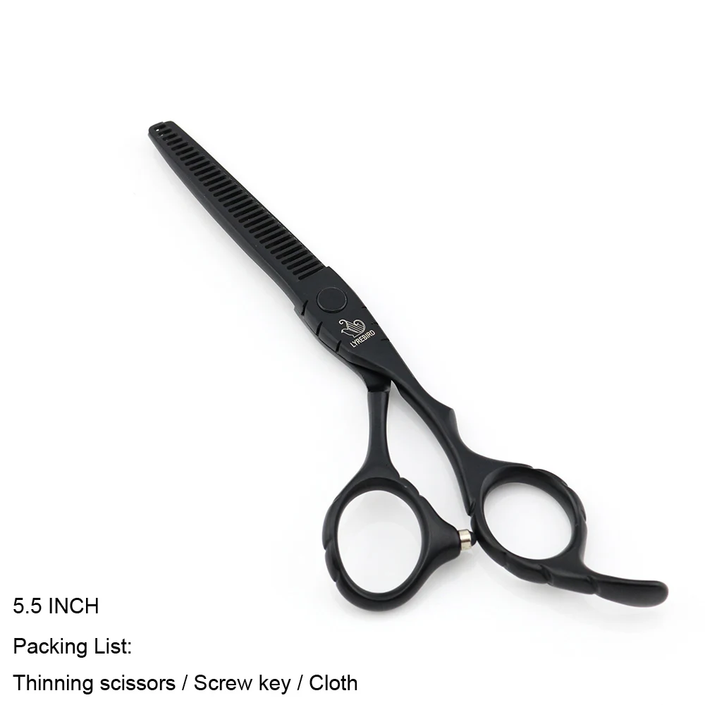 Thinning 5.5 no box Ножницы для волос тефлоновые Черные ножницы 5,5 дюймов 6 дюймов ножницы для волос плоский винт синий или красный камень противоскользящая ручка LYREBIRD Новинка - Цвет: Thinning 5.5 no box