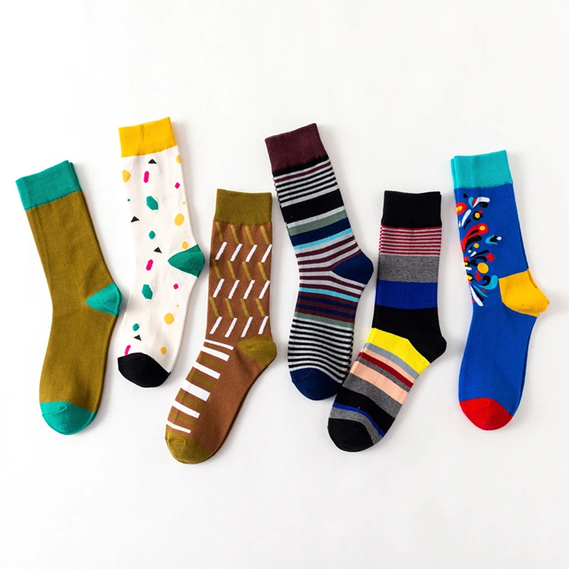 

Crew Style Geometry Striped Happy Crazy Fashion Winter Sox Women Male Funny Socks Brand Men Cotton Thick Warm Hemp Socks