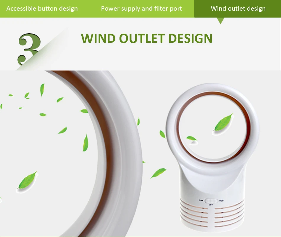 Мини вентилятор USB без лопасти для домашнего офиса ноутбука ПК портативный