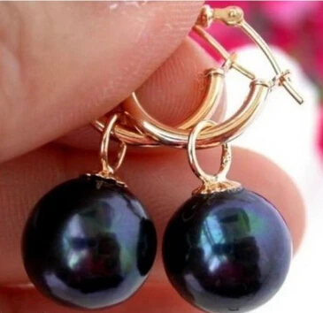 Shitou 00732 серьги с черным жемчугом 14k Южное море AAA + 10 11 мм Скидка 40%|pearl earings|earring roundpearl