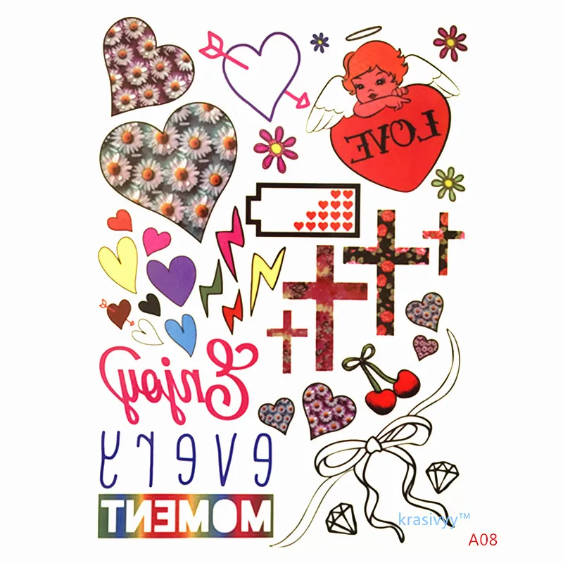 Временные татуировки Krasivyy для детей наклейки Мультяшные губы череп крест