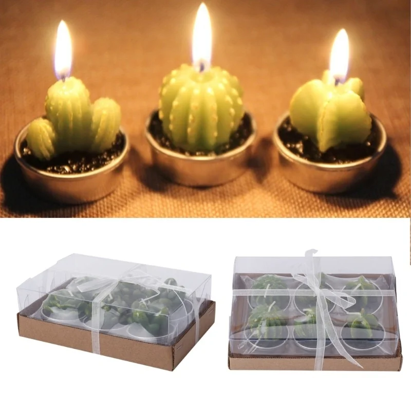 6 шт./кор. кактус Чай свет лампы в форме свечи горения длинные суккуленты