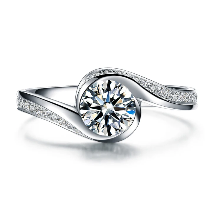 ZOCAI GLAMOROUS 0 52 CT CERTIFIED F G/VS/VG круглая огранка 18K белое золото бриллиант обручальное