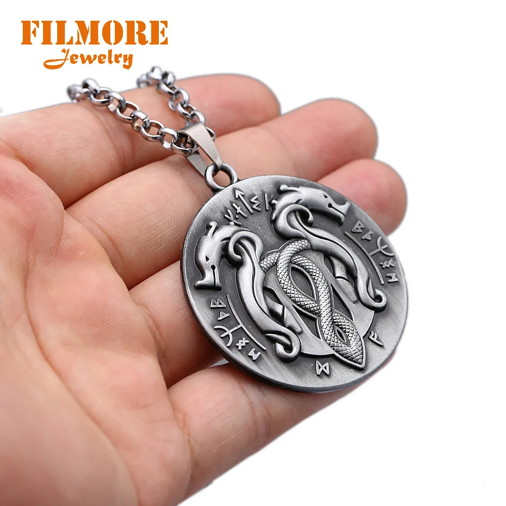 Filmore Game Jewelry God of War 4 Kratos массивное ожерелье World Snake роспись логотип звеньевая цепь