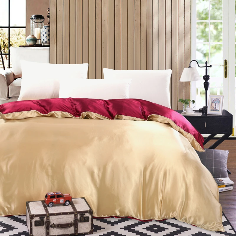 Роскошное шелковое покрывало верблюда/винно Красного цвета для двуспальной