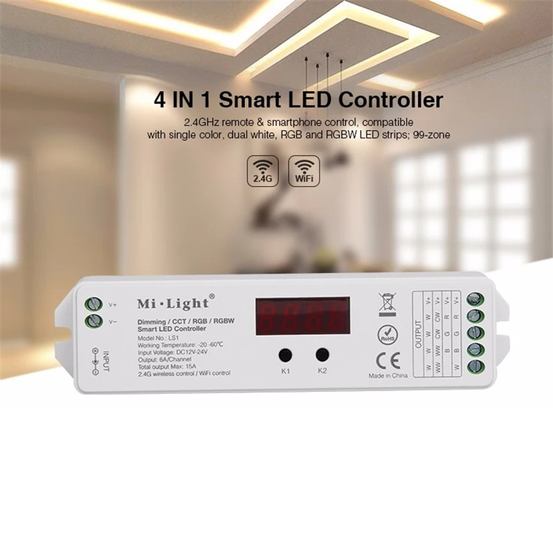 Milight DC12V 24V 2 4G беспроводной Wi Fi контроллер для светодиодной ленты Dim CCT RGB RGBW MiLight LS1 4