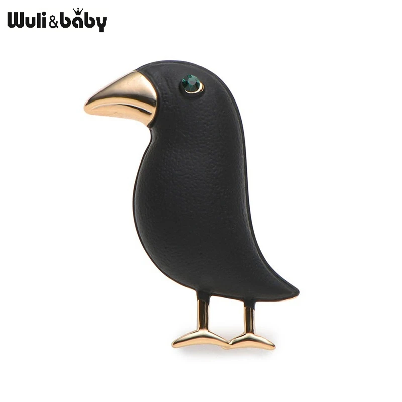 Мужская/женская брошь в форме вороны эмалированная черного цвета значок для