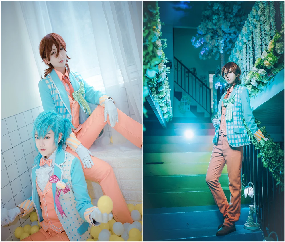 Костюм для косплея Uta no Prince Sama Sweet кафе Live Kurusu Syo куртка в синий горошек на заказ
