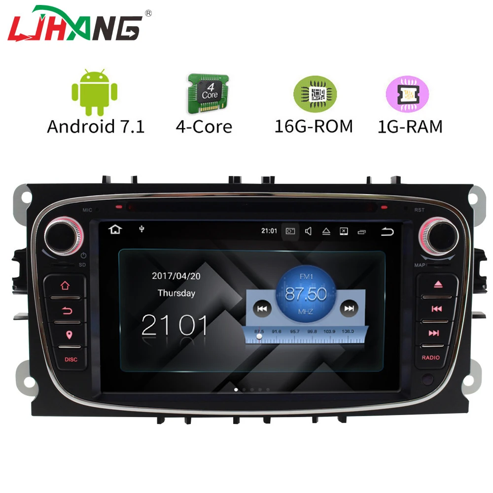 Автомобильный DVD плеер LJHANG 1024*600 2 Din Android 7 1 для FORD FOCUS Mondeo S MAX C Galaxy Wi Fi GPS Navi радио