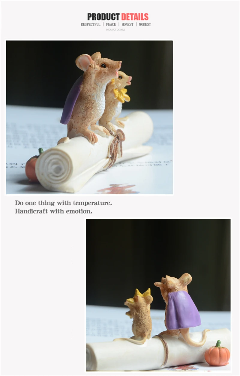 Mini Mice and Cat Resin Figurines for Home Decor Mice Mouse Rat Ornaments Miniature Fairy Garden Animal decoration gifts