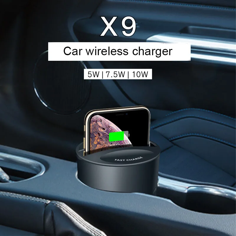Автомобильное беспроводное быстрое зарядное устройство QI для iPhone 8 X держатель