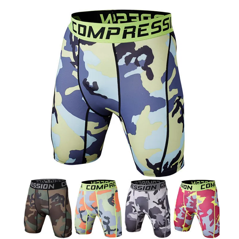 Compression Shorts Men 3D Print Camouflage Bodybuilding Tights Short Men Gyms Shorts Male Muscle Alive Elastic Running Shorts