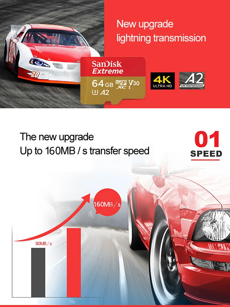 Карта памяти SanDisk 64GB Extreme MicroSD 32GB SDHC Flash 128GB SDXC 256GB TF карта UHS-I U3 C10 V30 4K HD cartao de memoria