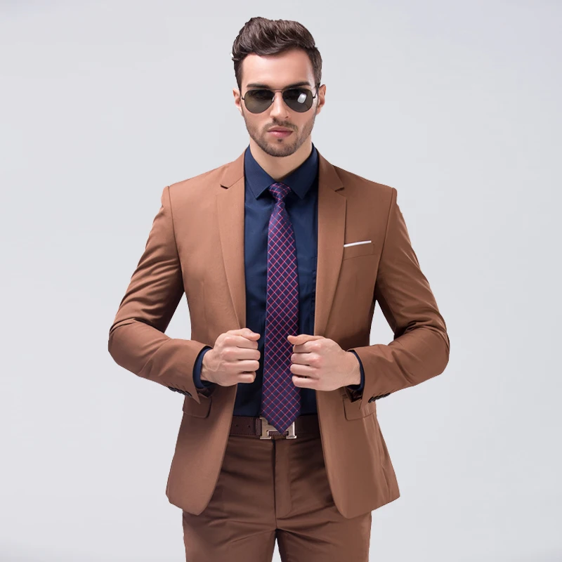 Желанная пора Для Мужчин зеленый вечерние костюм Slim Fit Новая мода фиолетовый и