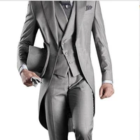 custom made men tailcoat gray black white wedding suits 2018 cheap groomsmen suits 3 pieces peaked lapel groom wedding men suits
