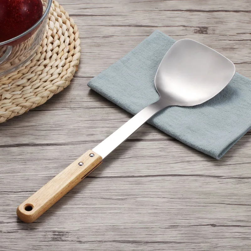 Spatula A WORTHBUY набор кухонных инструментов из нержавеющей стали, кухонные аксессуары, лопатка для супа, ковш, набор посуды с деревянной ручкой - Цвет: Spatula A