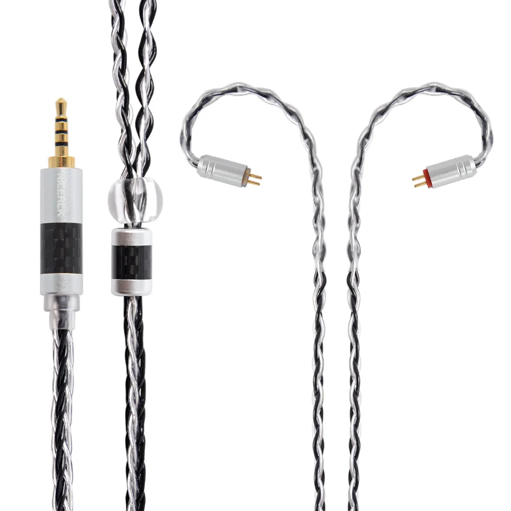 NICEHCK 8 Core Silver Plated Upgrade Cable TypeC Type-C/3.5/2.5/4.4mm MMCX/2Pin For ZS10 ZSX C10 C12 C16 V90 NX7 PRO/DB3 BL-03 - Цвет: 2.5mm plug with 2Pin